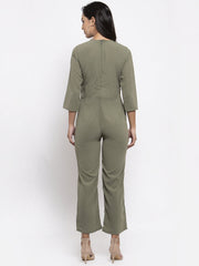 Women Pista-Green Solid Jumpsuit