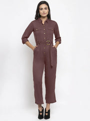 DesiQlo Women Brown Solid Jumpsuit ( JUP 8007 Brown )