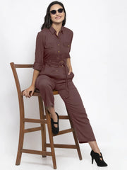 DesiQlo Women Brown Solid Jumpsuit ( JUP 8007 Brown )