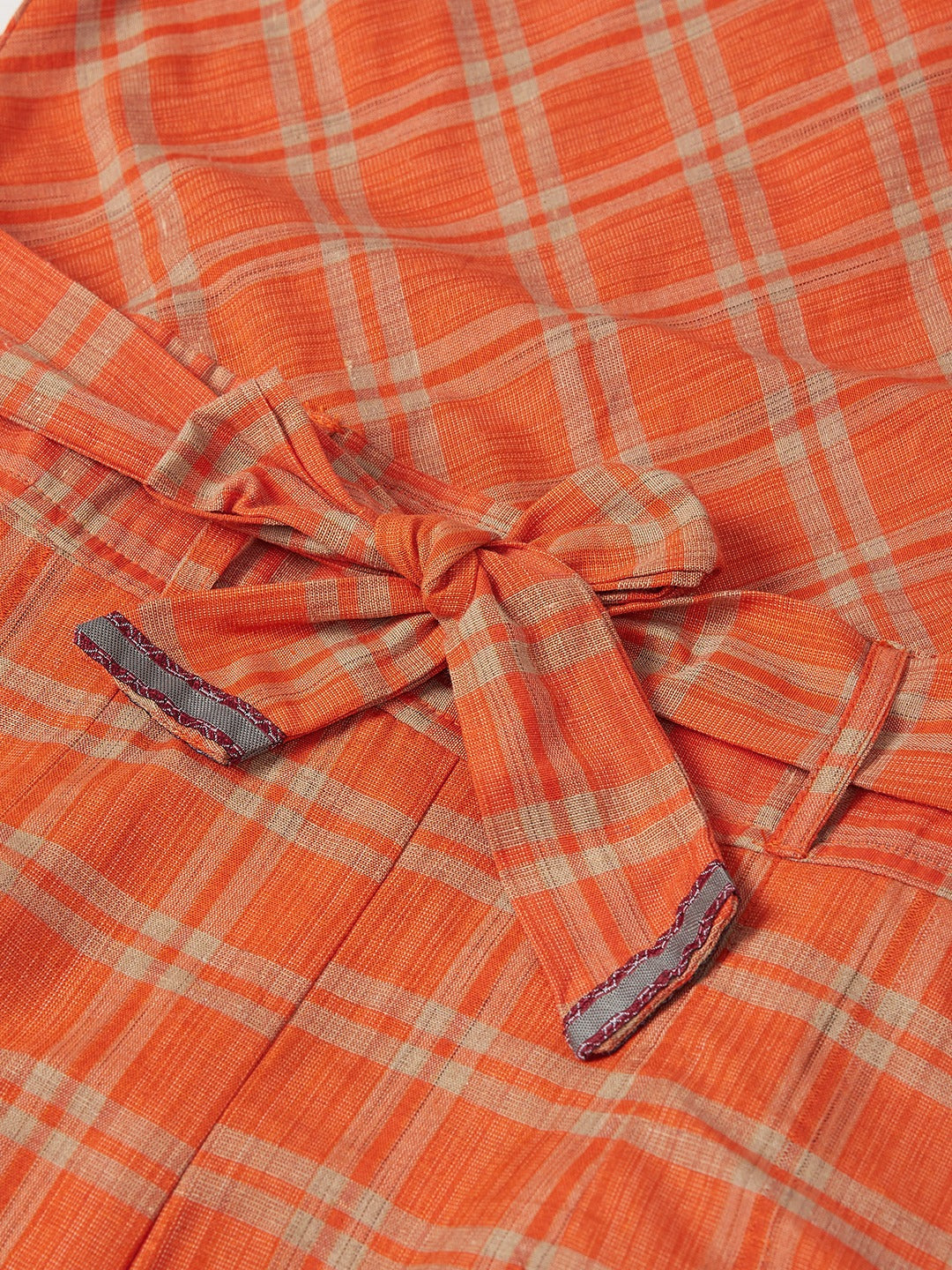 Orange Checked Jumpsuit | Women's Western Wear Outfit