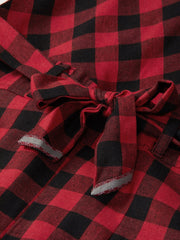 Women Red & Black Checked Basic Jumpsuit