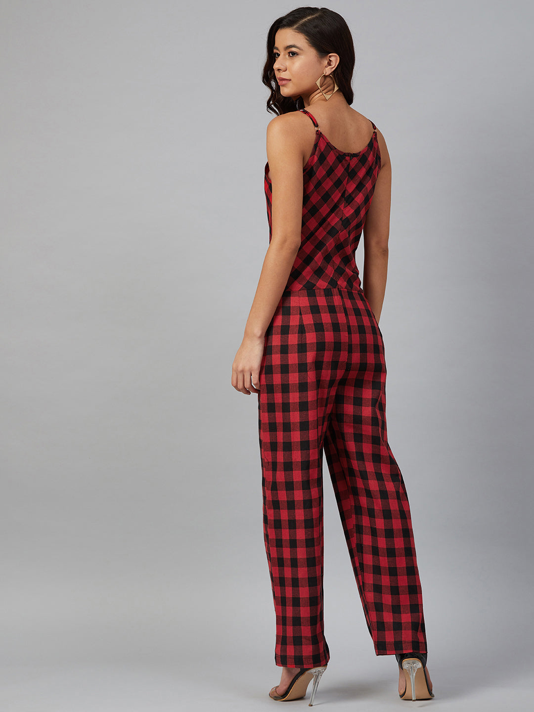 Red Checked Jumpsuit | Women's Western Clothing Collection