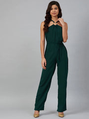 DesiQlo Women Green Solid Basic Halter Neck Basic Jumpsuit ( JUP 8012 Green )