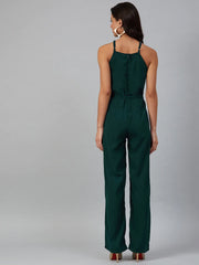 DesiQlo Women Green Solid Basic Halter Neck Basic Jumpsuit ( JUP 8012 Green )