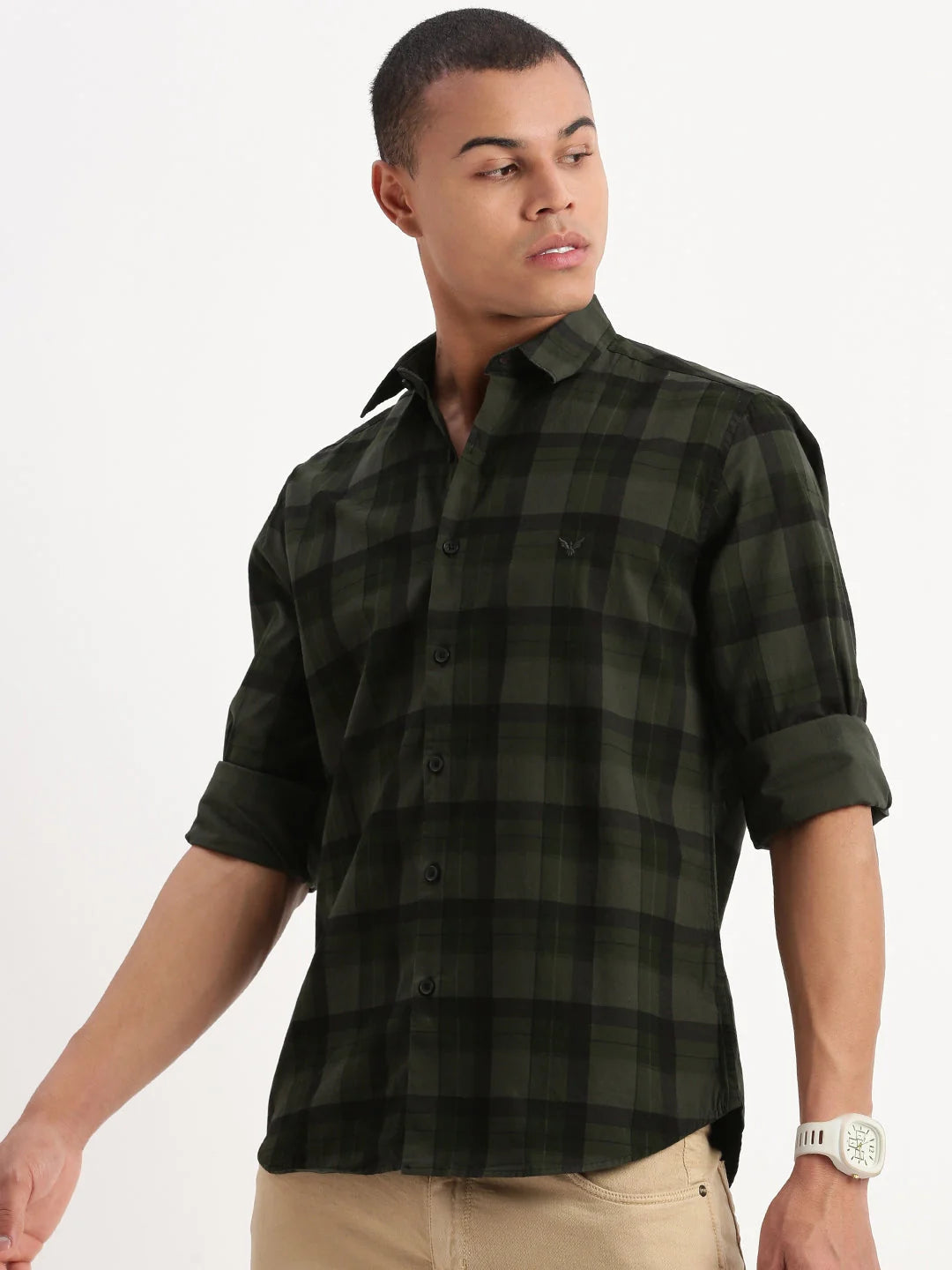 Green Tartan Check Cotton Mens Shirt - DesiQlo Fashion