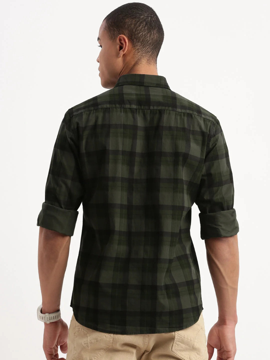Green Tartan Check Cotton Mens Shirt - DesiQlo Fashion