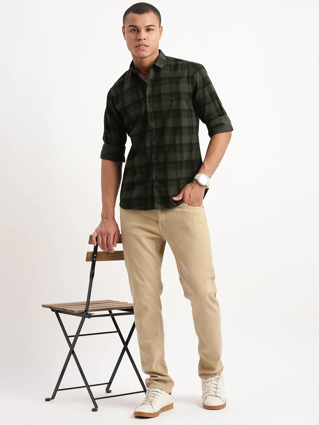 Green Tartan Check Cotton Mens Shirt - DesiQlo Fashion