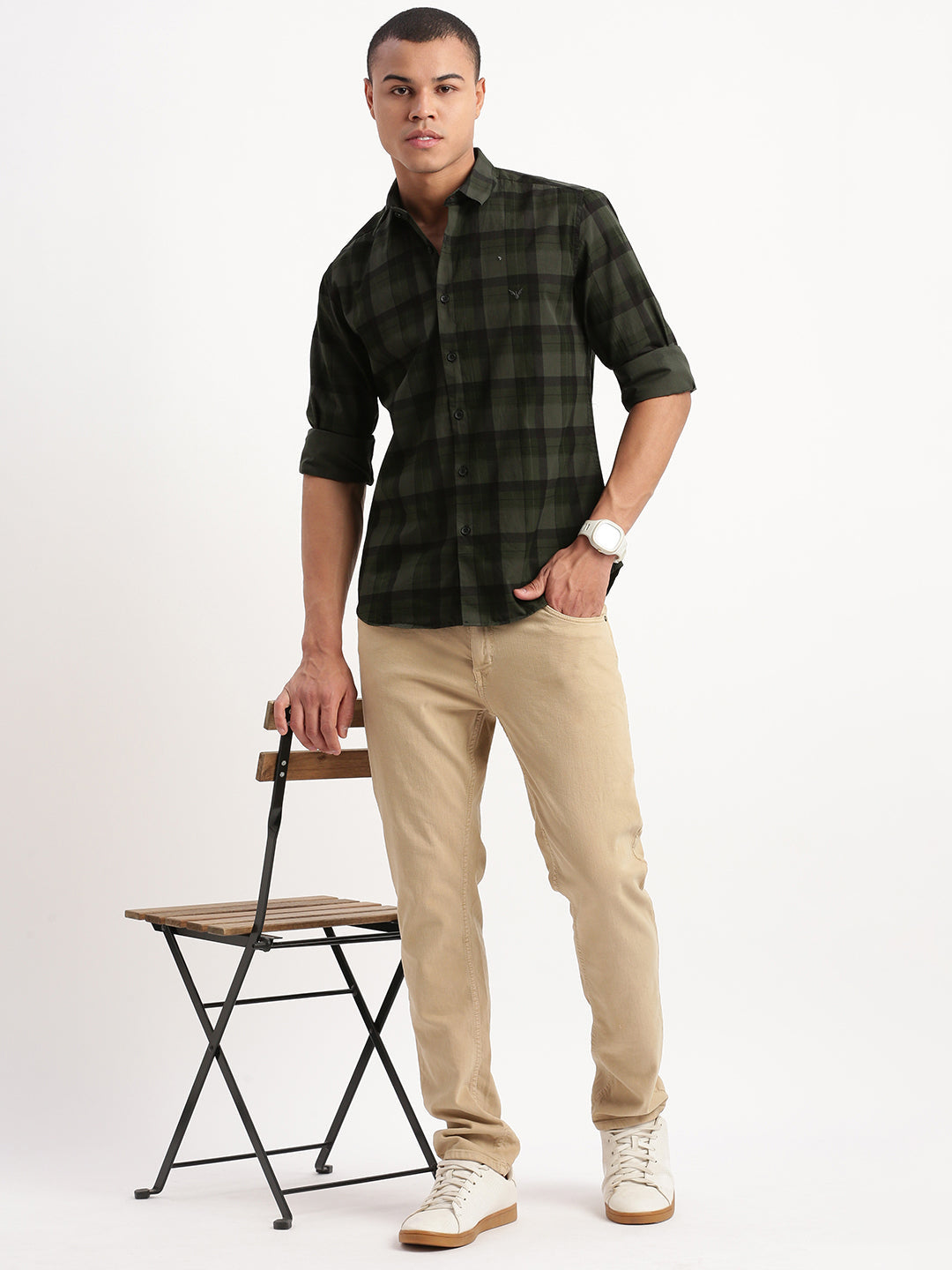 Green Tartan Check Cotton Mens Shirt - DesiQlo Fashion