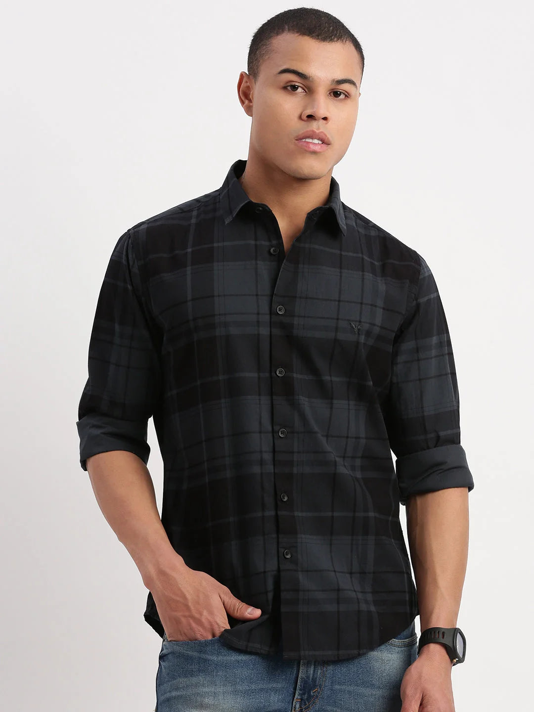 Men's Teal Tartan Checks Cotton Shirt | DesiQlo Mens Shirt
