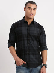 Men Tartan Checks Teal Shirt-Jessy-2557-Teal