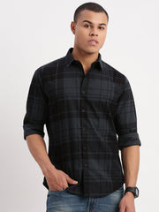 Men Tartan Checks Teal Shirt-Jessy-2557-Teal