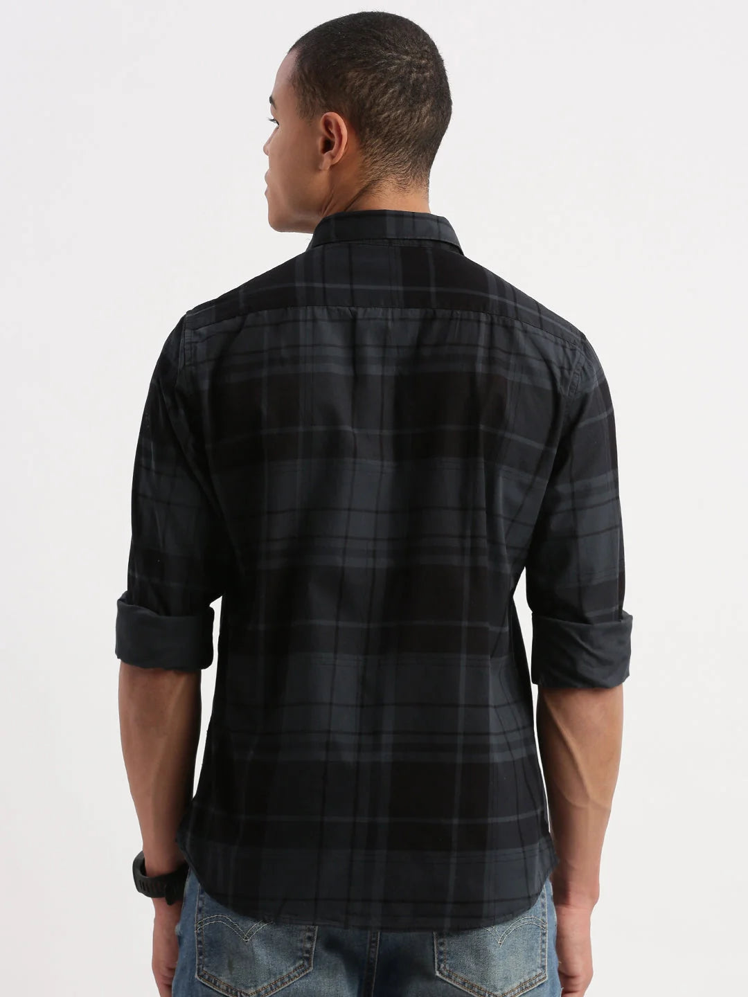 Men's Teal Tartan Checks Cotton Shirt | DesiQlo Mens Shirt