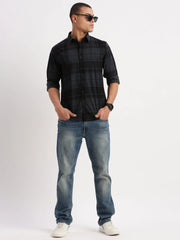 Men Tartan Checks Teal Shirt-Jessy-2557-Teal
