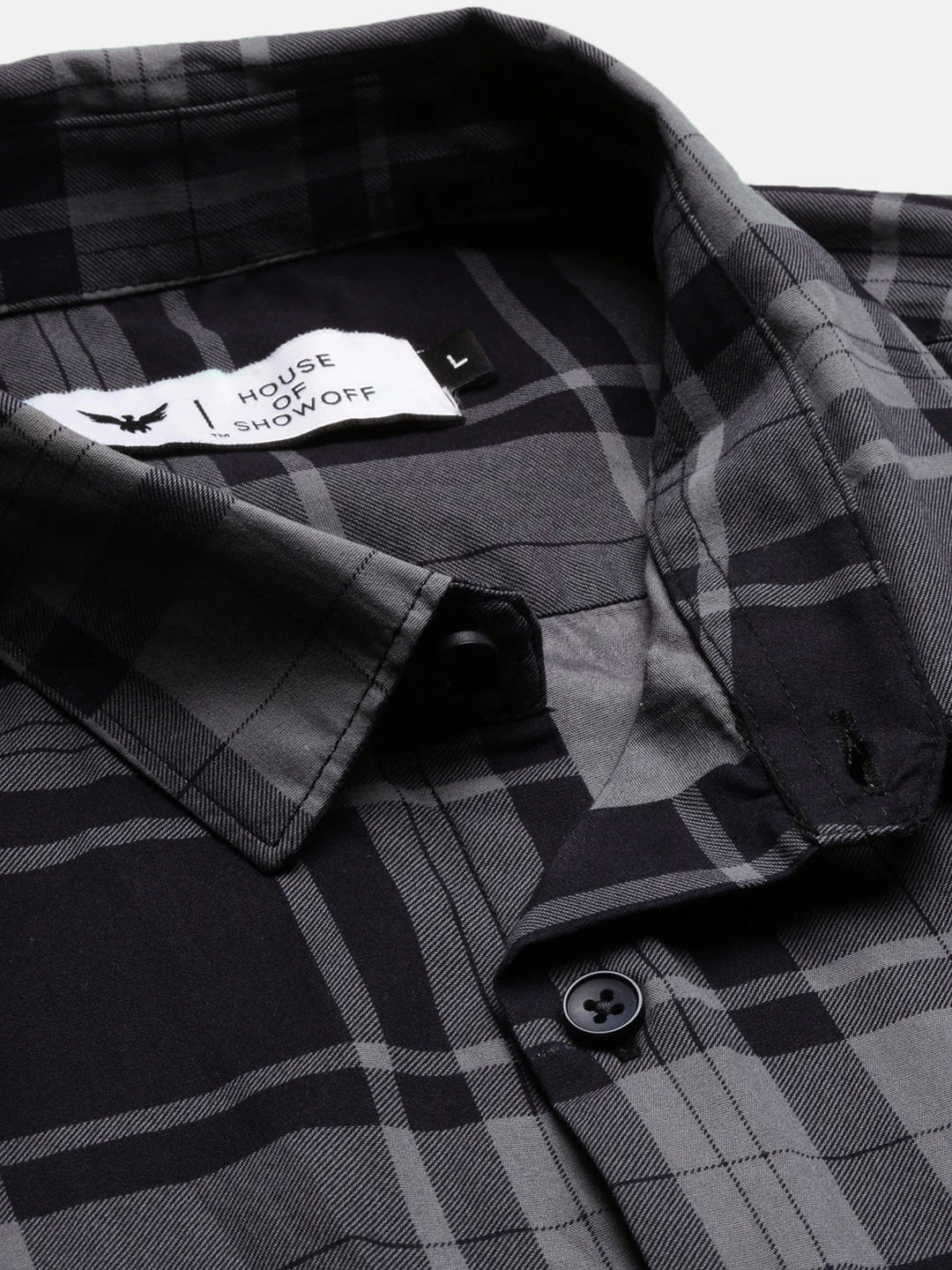 Navy Blue Checked Mens Shirt - Slim Fit Cotton | DesiQlo