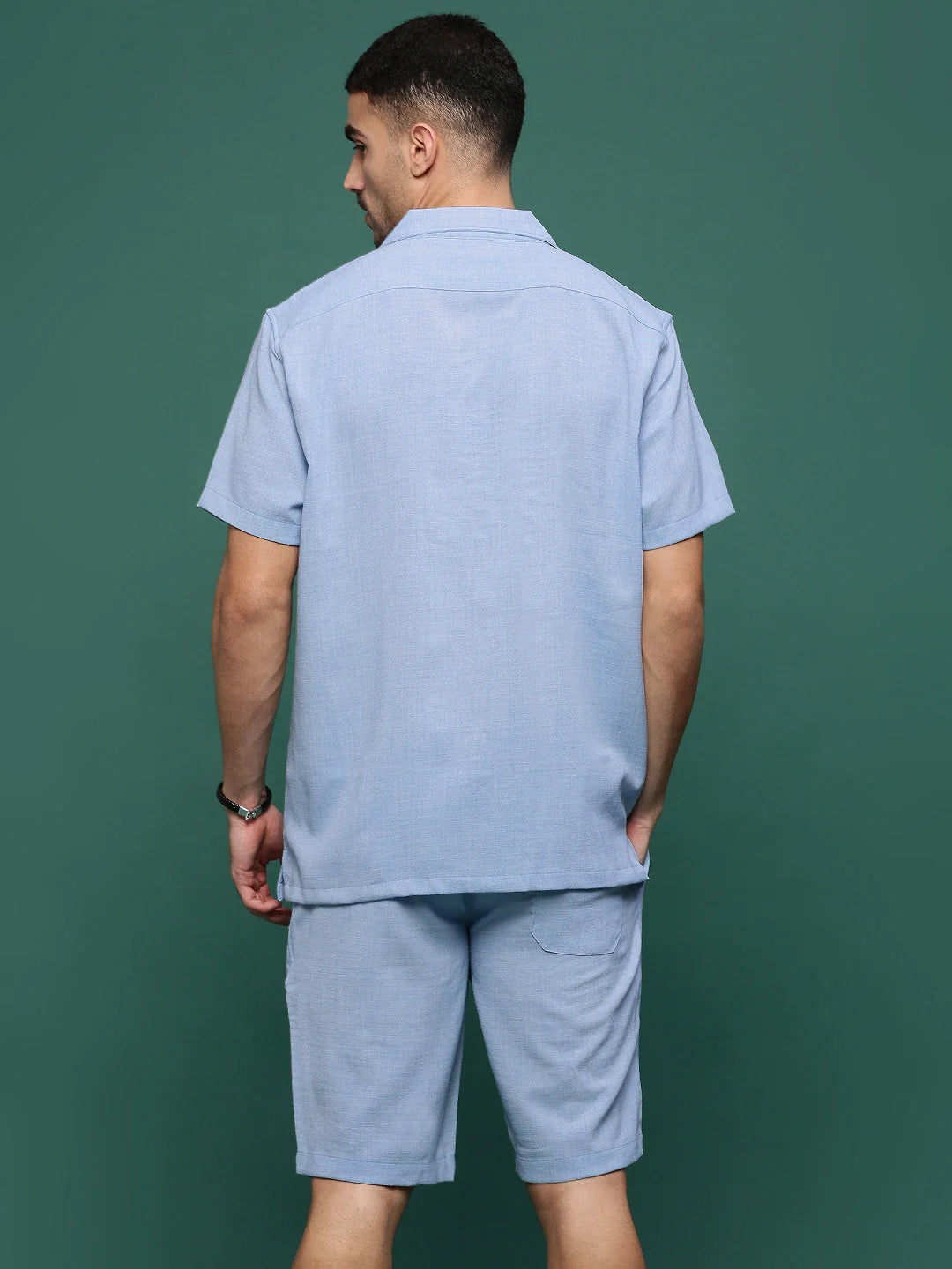 Blue Solid Co Ord Sets Men | Cotton Mens Two Piece Sets