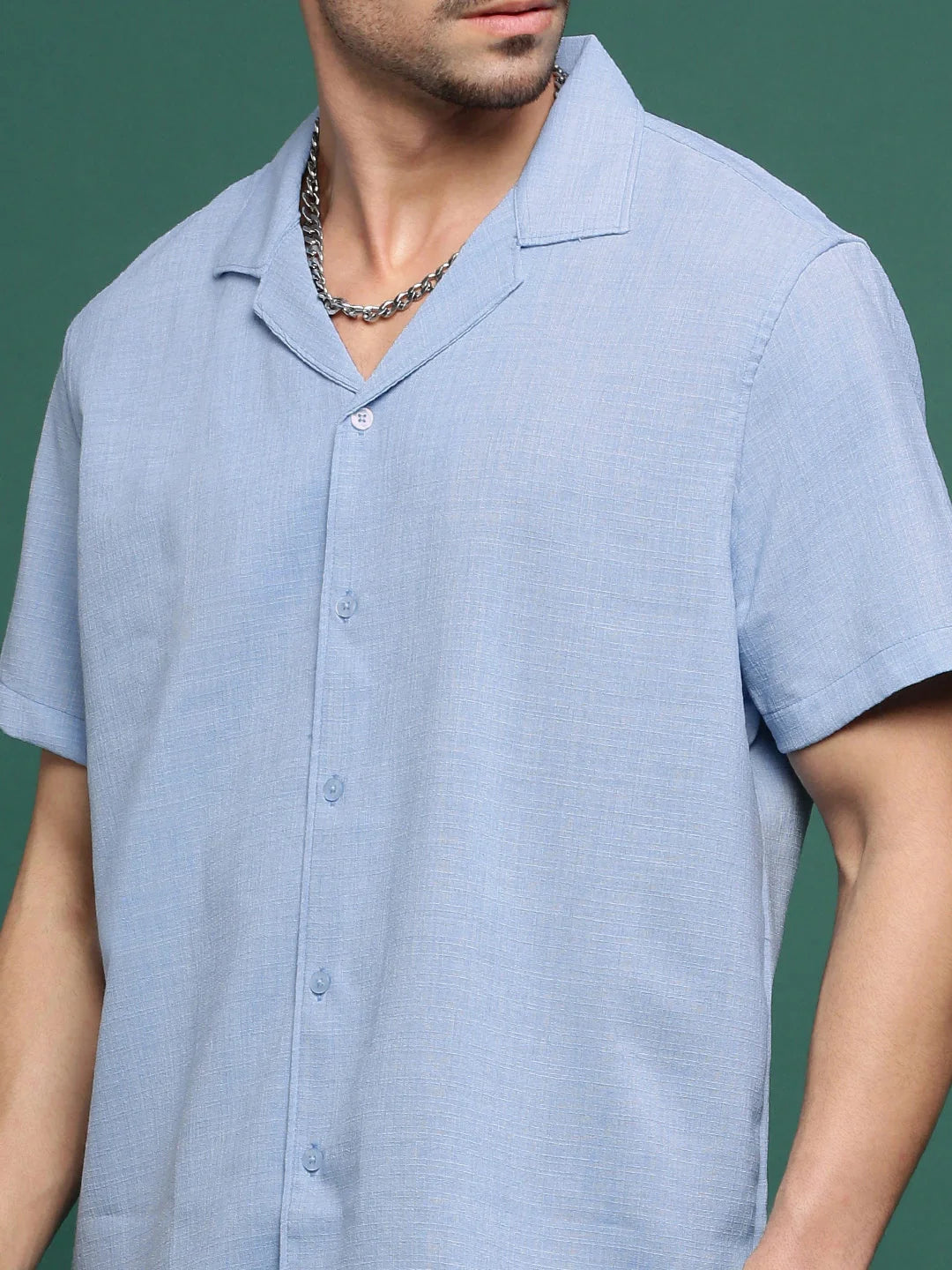 Blue Solid Co Ord Sets Men | Cotton Mens Two Piece Sets