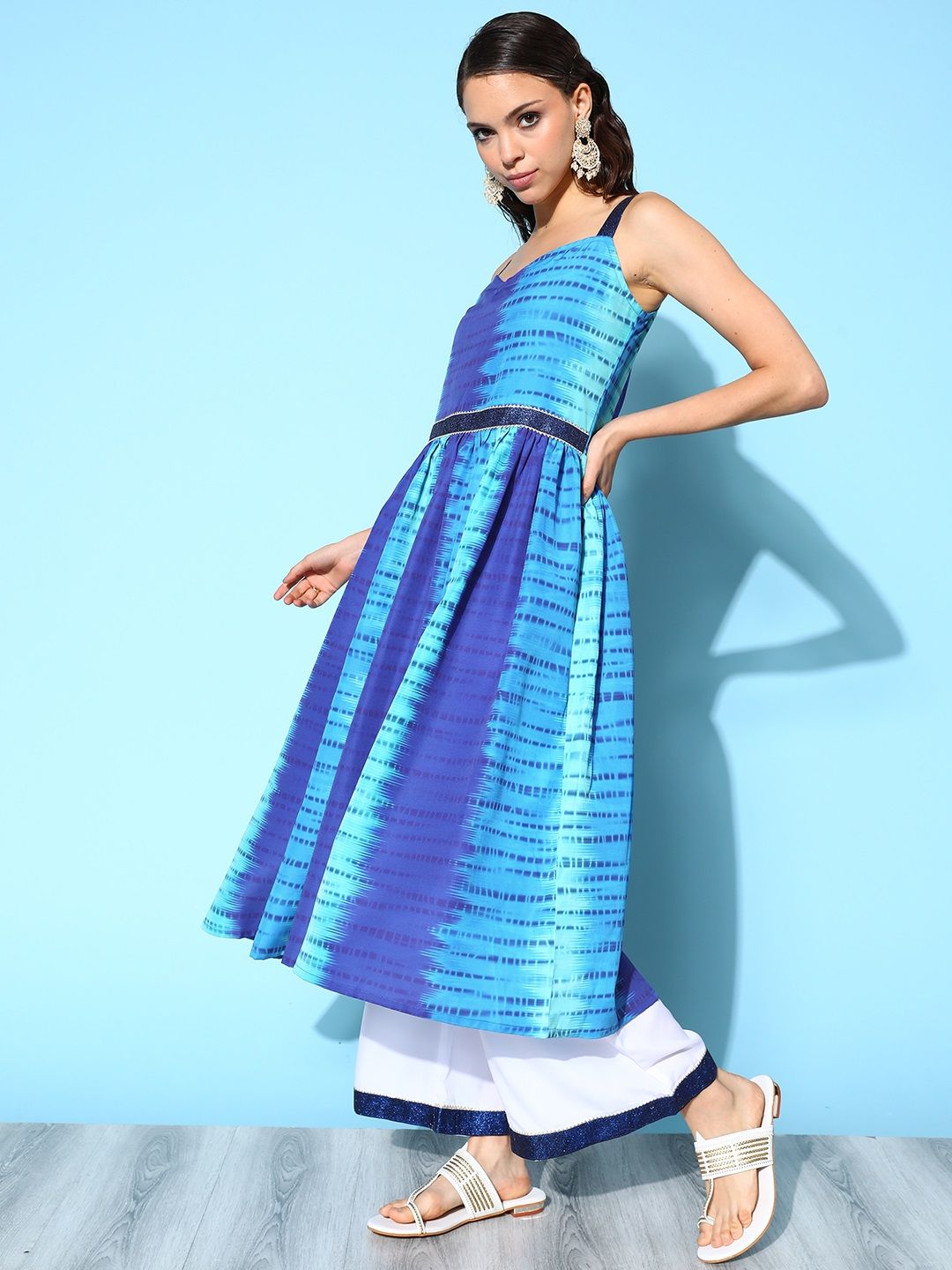 Royal Blue Digital Printed Kurta Palazzo Set – Comfortable Ethnic Wear