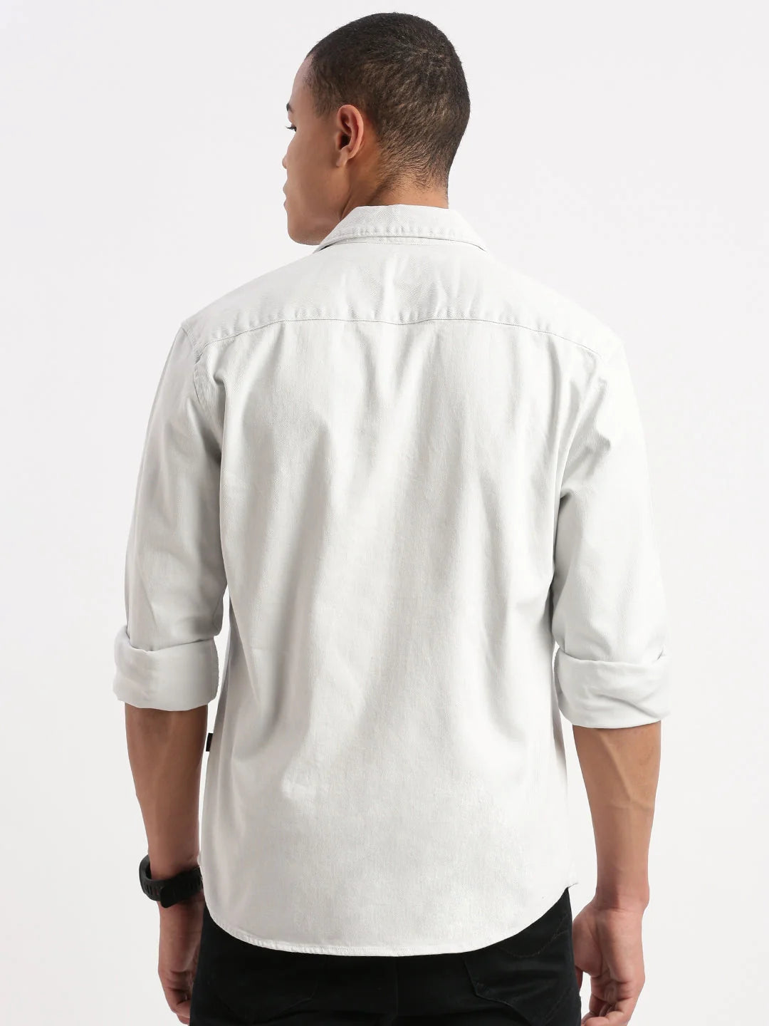 White Cuban Collar Oversized Shacket | DesiQlo Men's Shirt