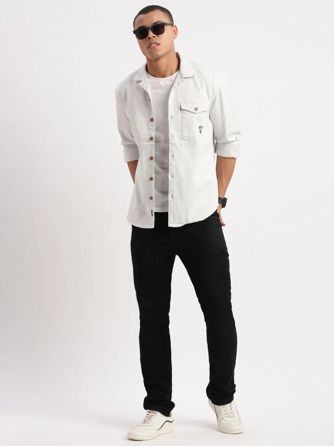 White Cuban Collar Oversized Shacket | DesiQlo Men's Shirt