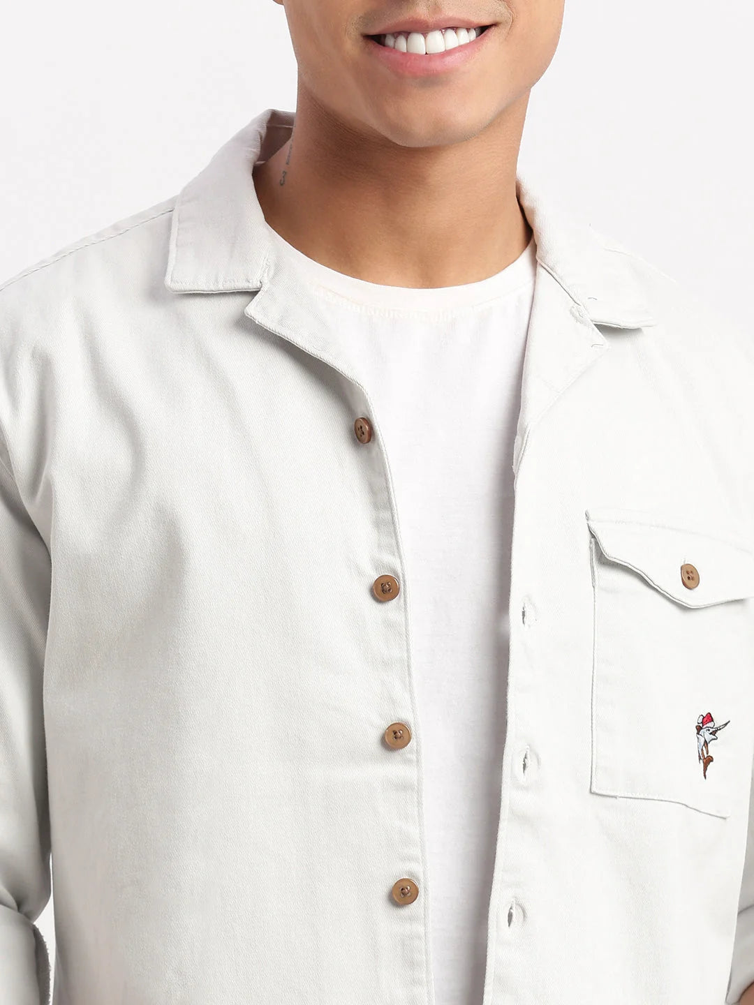 White Cuban Collar Oversized Shacket | DesiQlo Men's Shirt