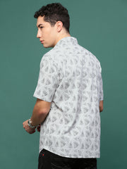 Men White Geometric Slim Fit Shirt-Joses-3264-White