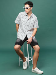 Men White Geometric Slim Fit Shirt-Joses-3264-White