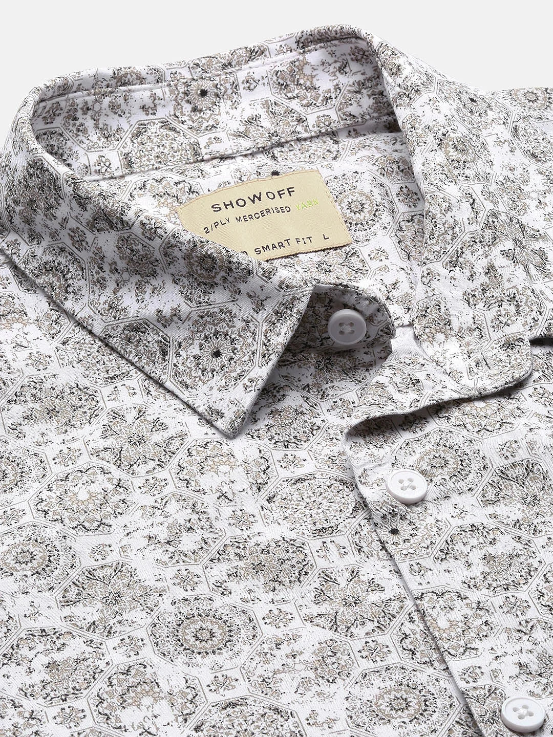 White Graphic Cotton Shirt - Slim Fit Mens Shirt | DesiQlo