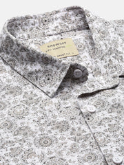 Men White Graphic Slim Fit Shirt-Joses-3286-White