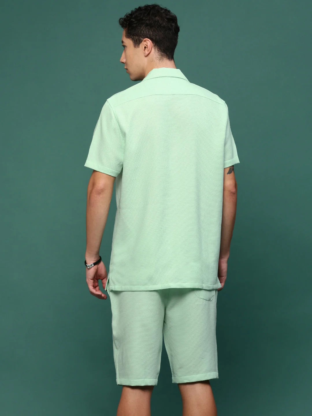 Sea Green Solid Co Ord Set - Mens Casual Co Ord Set Style