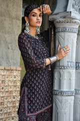 Juniper Black Ethnic Motif Printed Georgette Kurta Sharara & Dupatta Set. 
