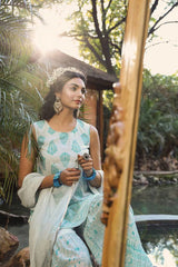 Blue Ethnic Motif Printed Georgette Kurta Sharara & Chiffon Dupatta Set-2964BLUEMULTI