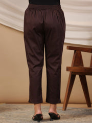 Juniper Brown Solid Lycra Women Drawstring Pants With Single Side Pocket 
