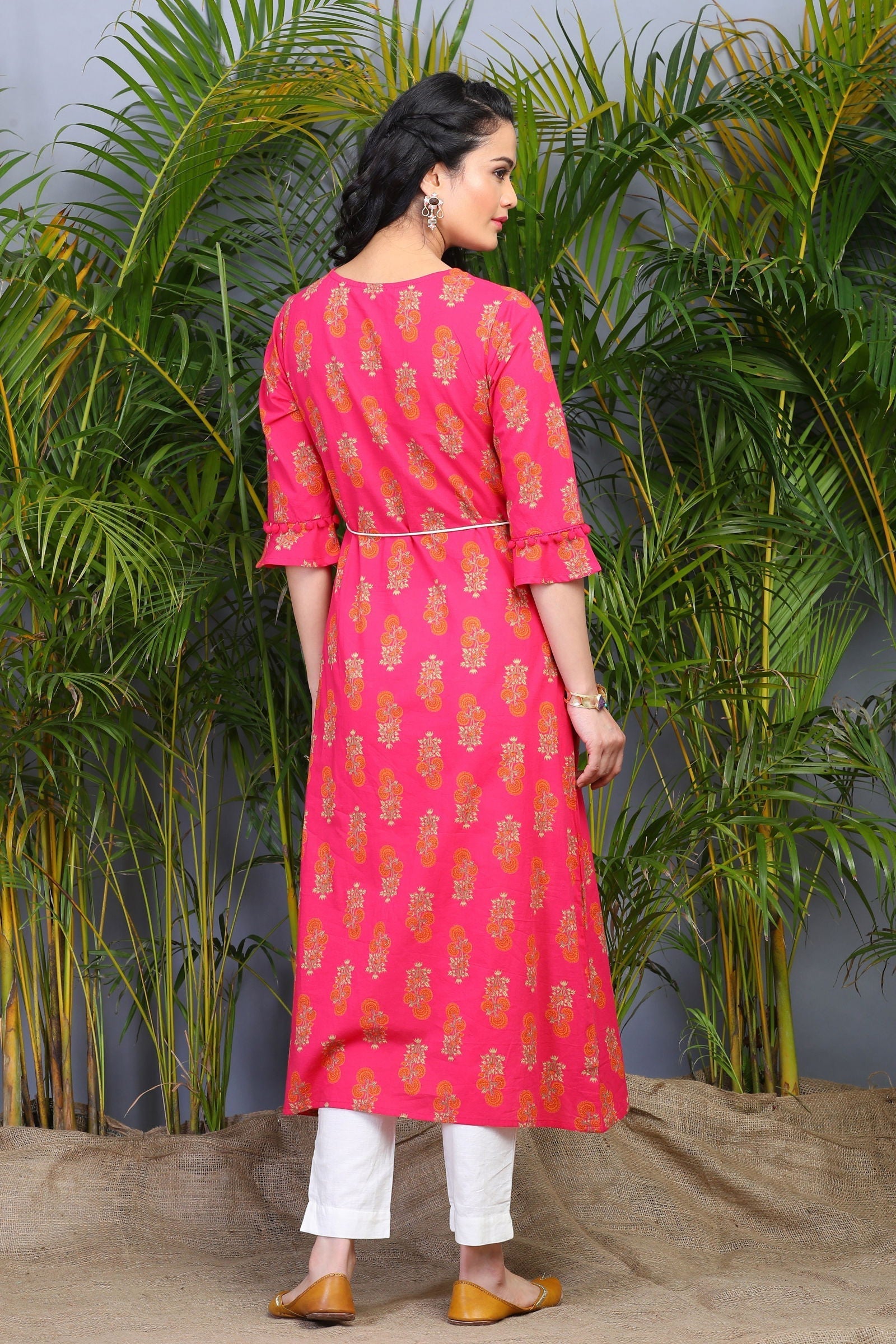 Buy Fuschia Rayon Embroidered Jacket Style Kurta Online in India