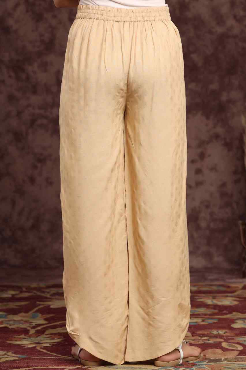 Gold Ethnic Motif Printed Rayon Tulip Pants | DesiQlo