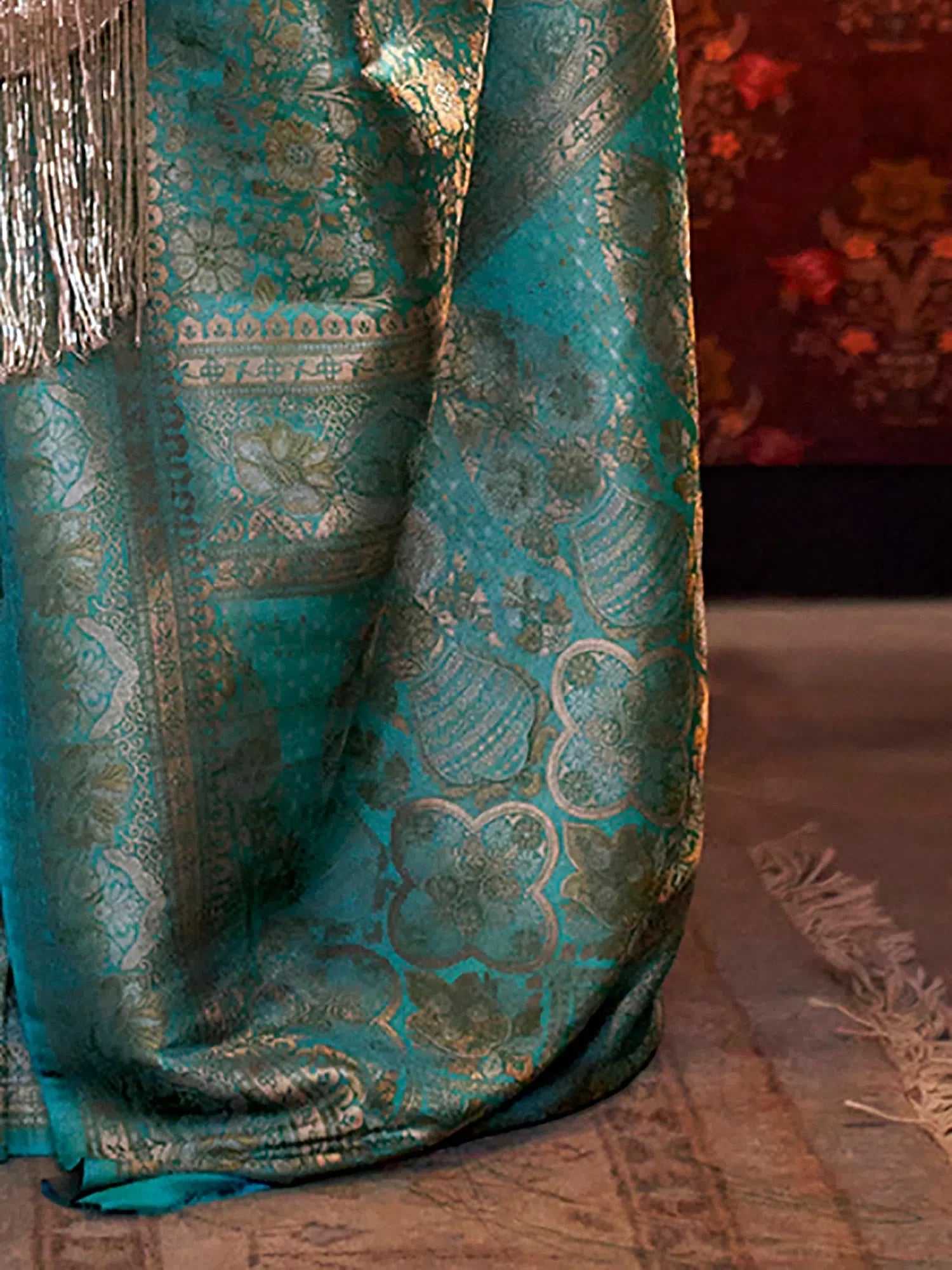 Teal Blue Designer Saree With Blouse | Indian Sarees