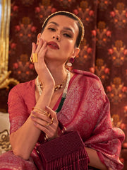 Women's Blend Purple Woven Design Designer Saree With Blouse Piece-KABBY321007
