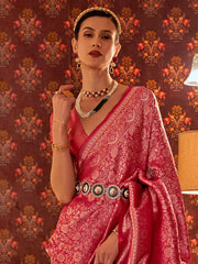 Women's Blend Purple Woven Design Designer Saree With Blouse Piece-KABBY321007