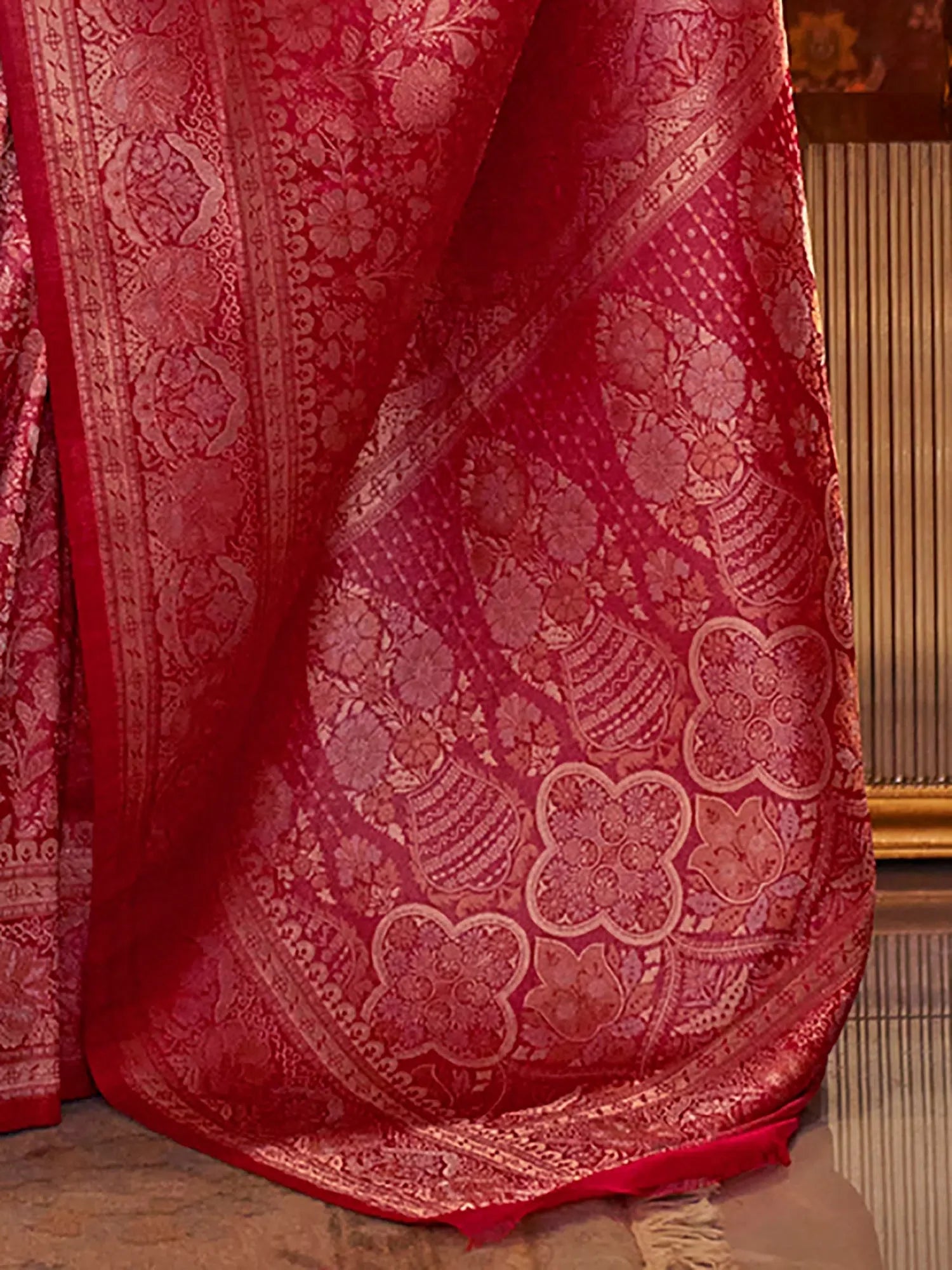 Graceful Pink Woven Polyester Saree | Exclusive Designer Collection