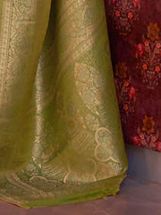 Women's Blend Sea Green Woven Design Designer Saree With Blouse Piece-KABBY321008