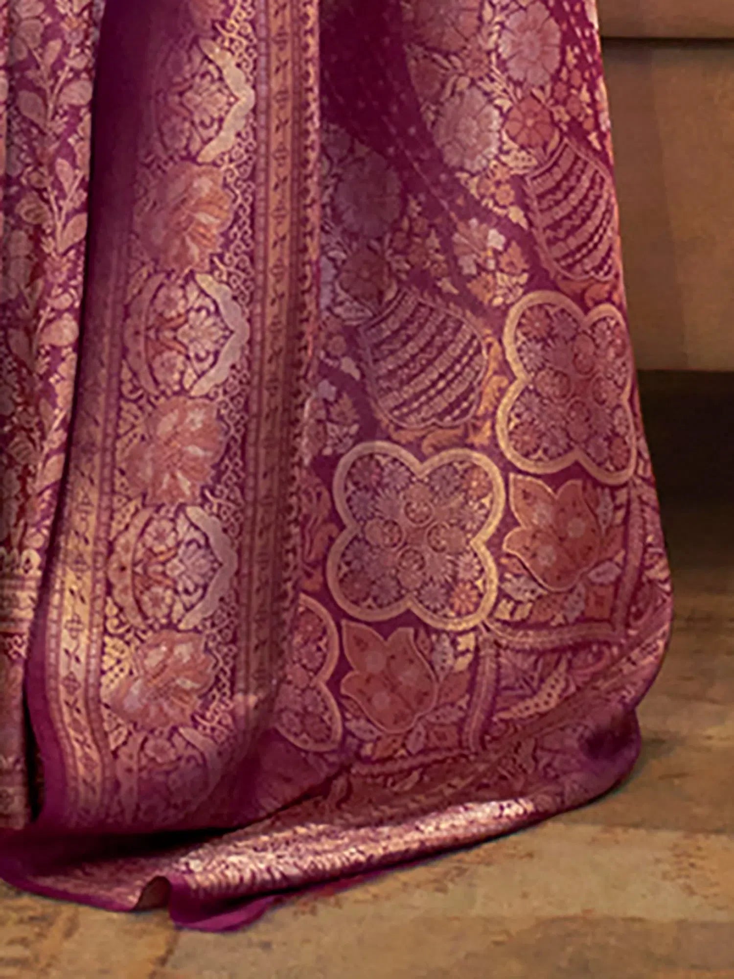 Elegant Purple Woven Polyester Saree with Blouse | Indian Sarees