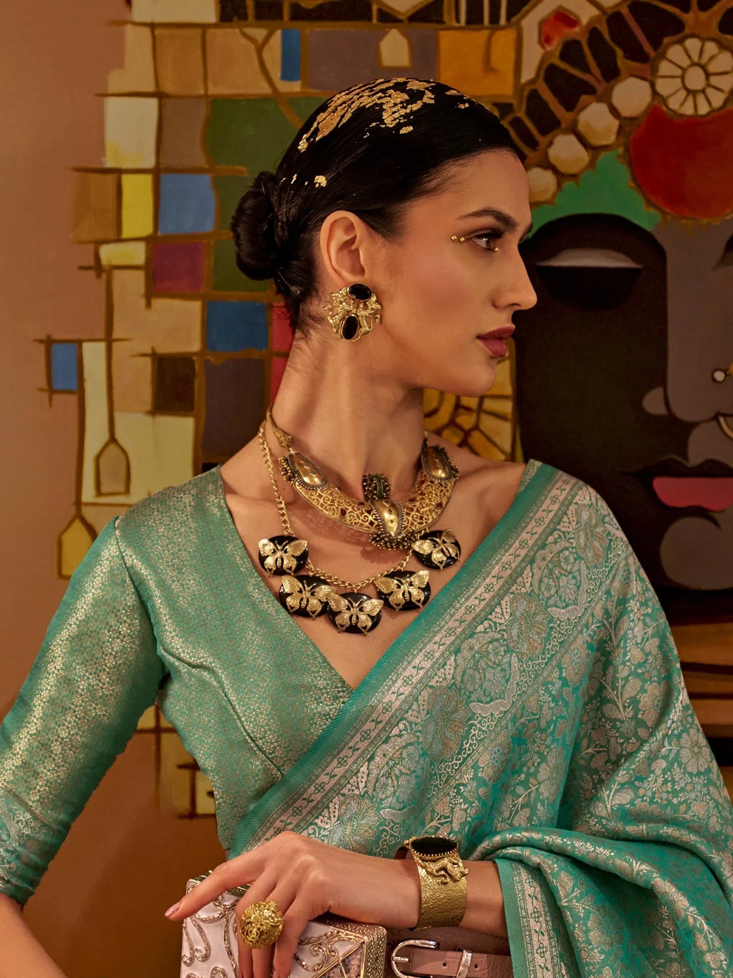 Sea Green Designer Saree | Indian Sarees with Blouse