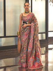 Women's Blend Purple Woven Design Designer Saree With Blouse Piece-KAFILA249001