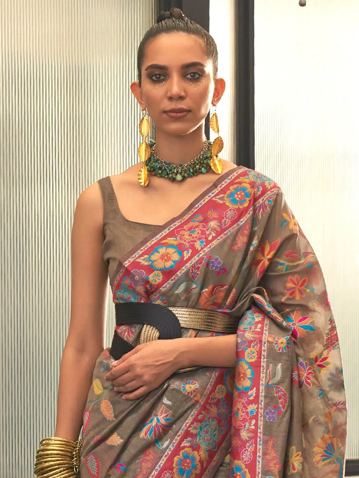 Women's Blend Purple Woven Design Designer Saree With Blouse Piece-KAFILA249001