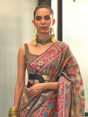 Women's Blend Purple Woven Design Designer Saree With Blouse Piece-KAFILA249001