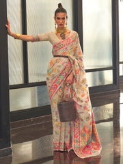 Women's Blend Teal Green Woven Design Designer Saree With Blouse Piece-KAFILA249002