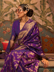 Women's Blend Magenta Woven Design Designer Saree With Blouse Piece-KAFILA249005