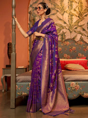 Women's Blend Magenta Woven Design Designer Saree With Blouse Piece-KAFILA249005