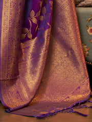 Women's Blend Magenta Woven Design Designer Saree With Blouse Piece-KAFILA249005