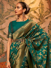 Women's Blend Pink Woven Design Designer Saree With Blouse Piece-KAFILA249006