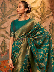Women's Blend Pink Woven Design Designer Saree With Blouse Piece-KAFILA249006